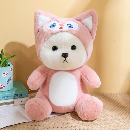 Cute Pink Plush Teddy Bear with Removable Hoodie