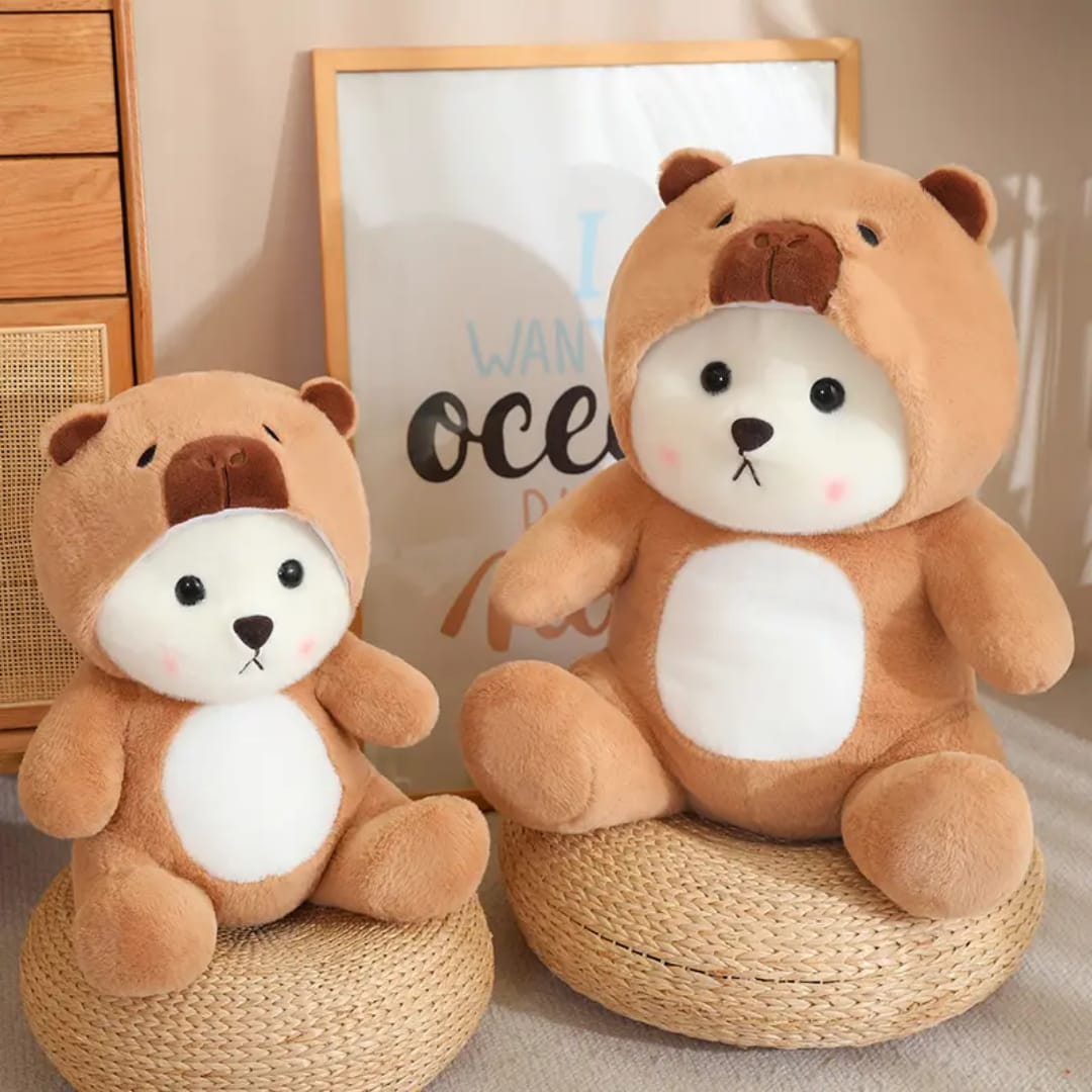 Cute Brown Plush Teddy Bear with Removable Hoodie