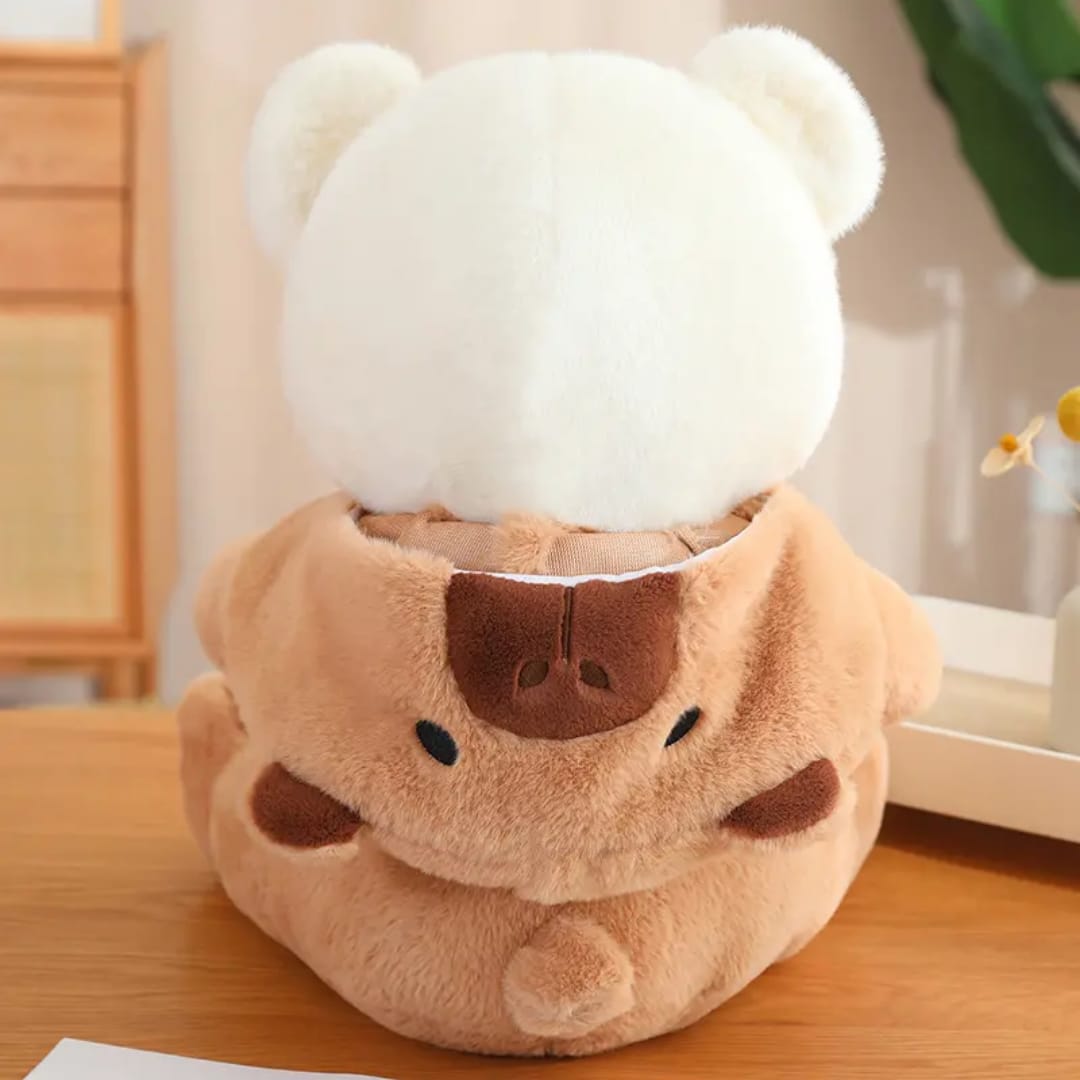 Cute Brown Plush Teddy Bear with Removable Hoodie