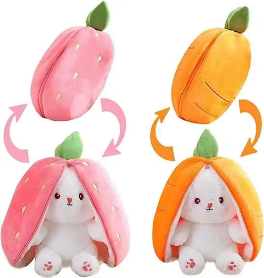 Strawberry Bunny Plush Toy with Zipper