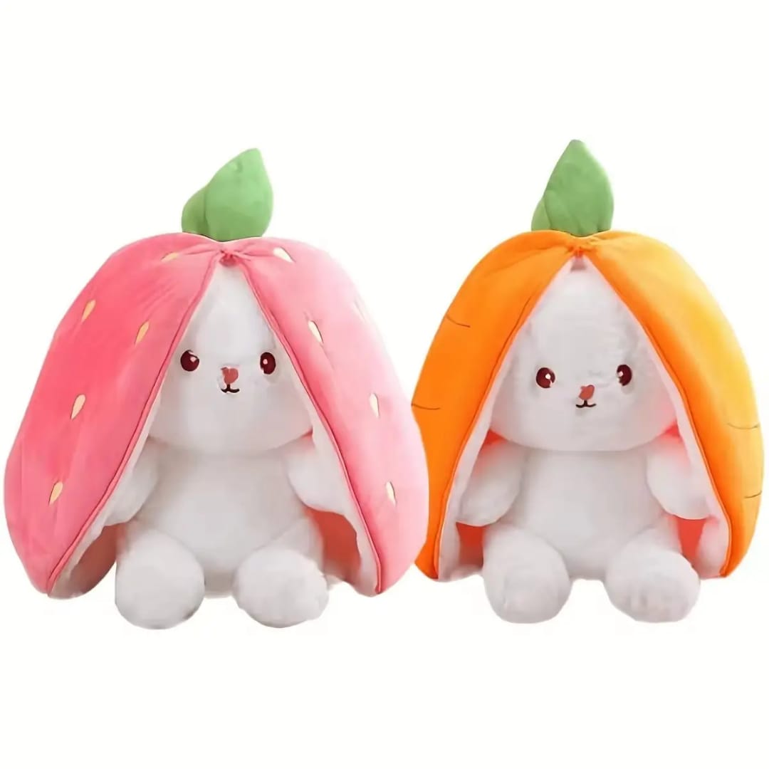 Strawberry Bunny Plush Toy with Zipper